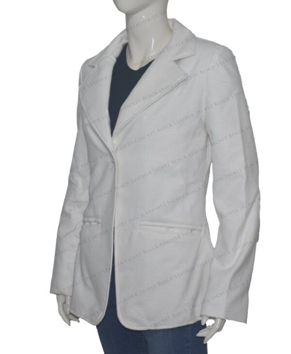Women's White Wool Blend Blazer Coat Side