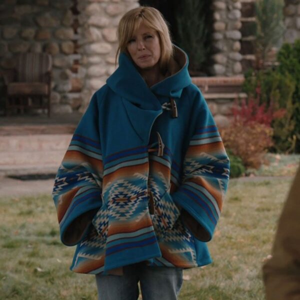 Yellowstone Beth Dutton Blue Blanket Hoodie Coat Full