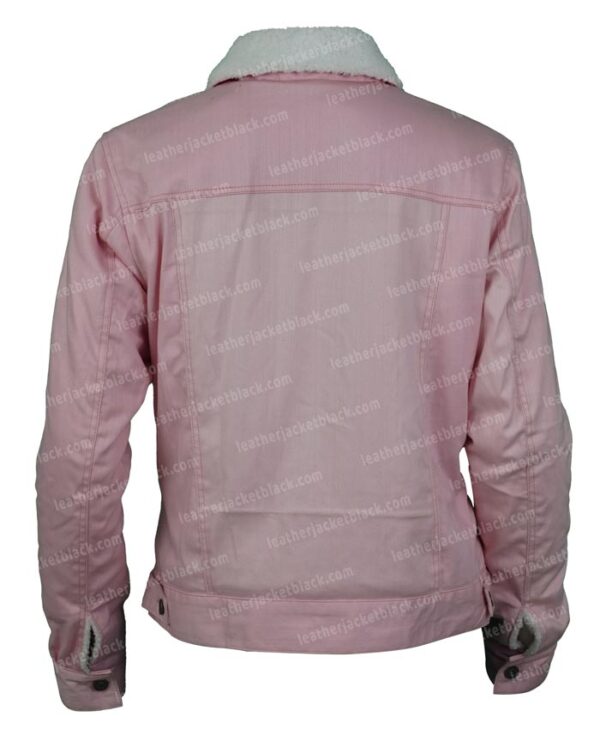 Gossip Girl 2021 Zoya Lott Pink Sherpa Denim Jacket Back