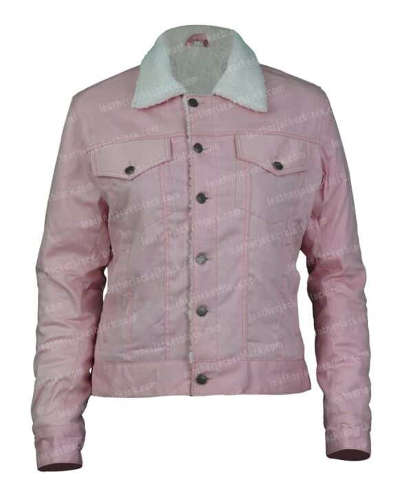 Gossip Girl 2021 Zoya Lott Pink Sherpa Denim Jacket Front Image