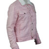 Gossip Girl 2021 Zoya Lott Pink Sherpa Denim Jacket Side
