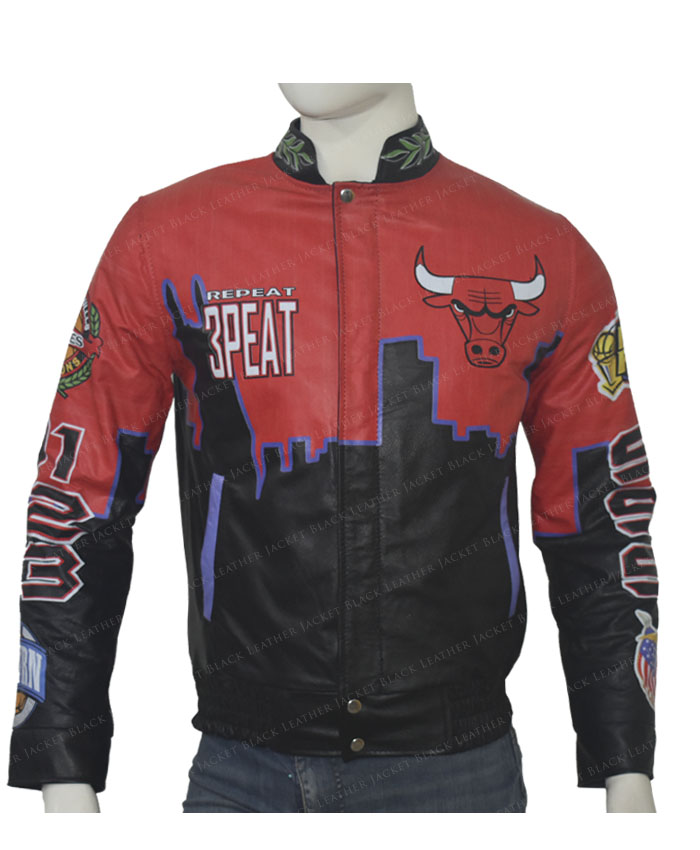 Jeff Three Peat Chicago Bulls Red Jacket