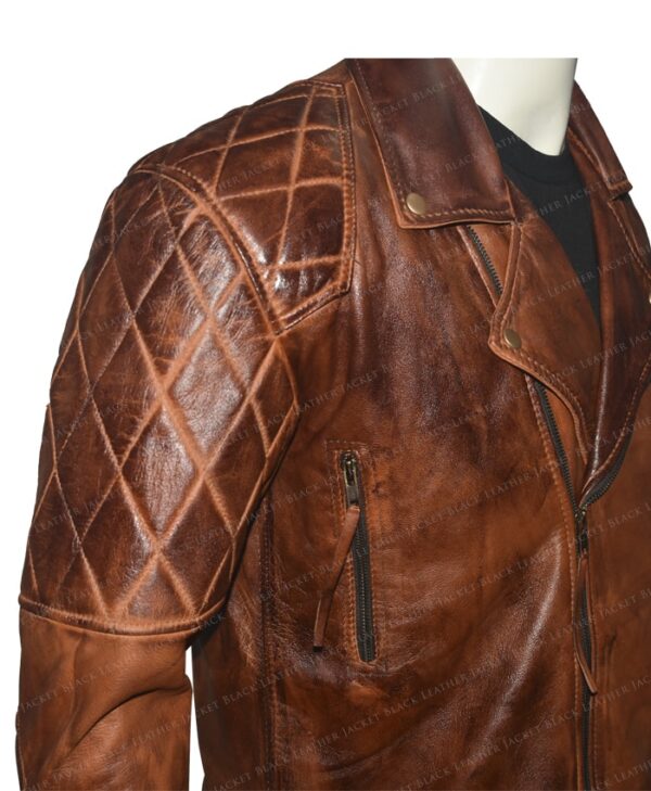 Mens Vintage Distressed Brown Biker Jacket Design