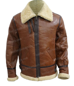 Power Book III Lou-Lou Brown Shearling Leather Jacket Front