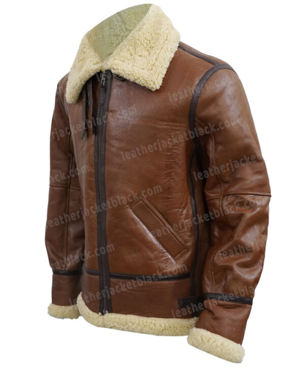 Power Book III Lou-Lou Brown Shearling Leather Jacket Side