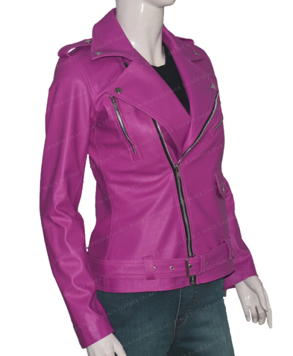 Womens-Slim-Fit-Pink-Stylish-Biker-Jacket-Left