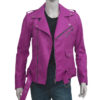 Womens-Slim-Fit-Pink-Stylish-Biker-Jacket-Unzipped