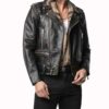 Dynasty S04 Sam Flores Black Distressed Leather Biker Jacket Front