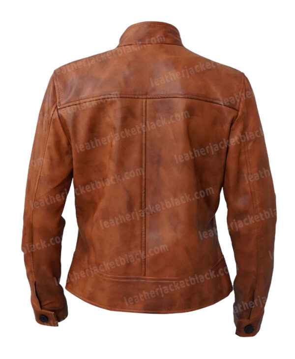 Katheryn Winnick Big Sky Brown Leather Jacket Back