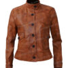 Katheryn Winnick Big Sky Brown Leather Jacket Front