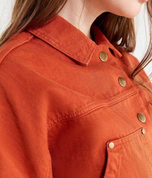 Little Fires Everywhere Pearl Warren Cropped Orange Denim Jacket Side
