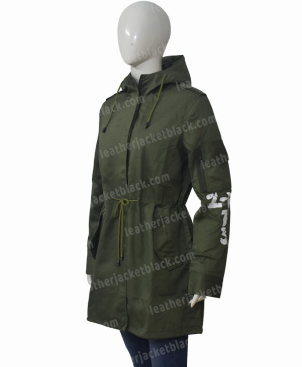 Melania Trump Don't Care Olive Green Hooded Coat Right