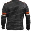 Men’s Cafe Racer Biker Motorcycle Distress Black Leather Jacket Back