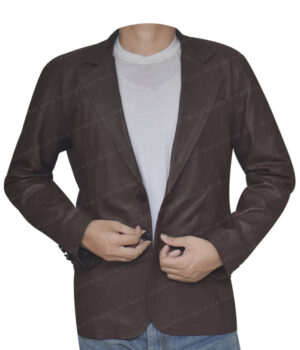 Sheepskin Leather Brown Blazer Coat