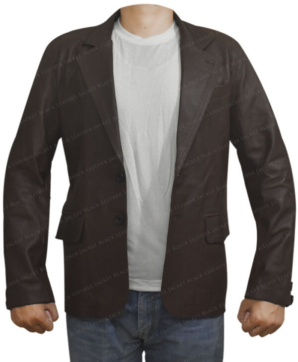 Sheepskin Leather Brown Blazer Coat Image