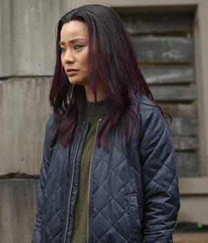 The Gifted Blink Clarice Fong Blue Quilted Bomber Jacket