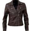 Women’s Motorcycle Brown Sheepskin Leather Jacket