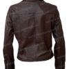 Women’s Motorcycle Brown Sheepskin Leather Jacket Back
