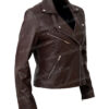 Women’s Motorcycle Brown Sheepskin Leather Jacket Right