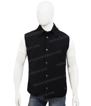 Yellowstone Kevin Costner Black Quilted Vest Front