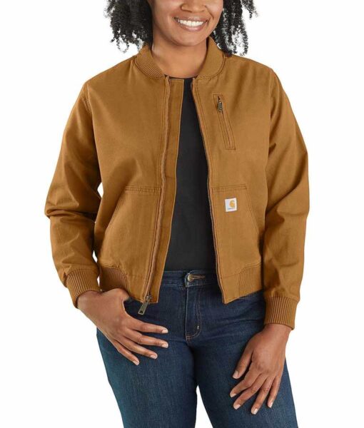 Big Sky Cassie Dewell Suede Leather Brown Bomber Jacket