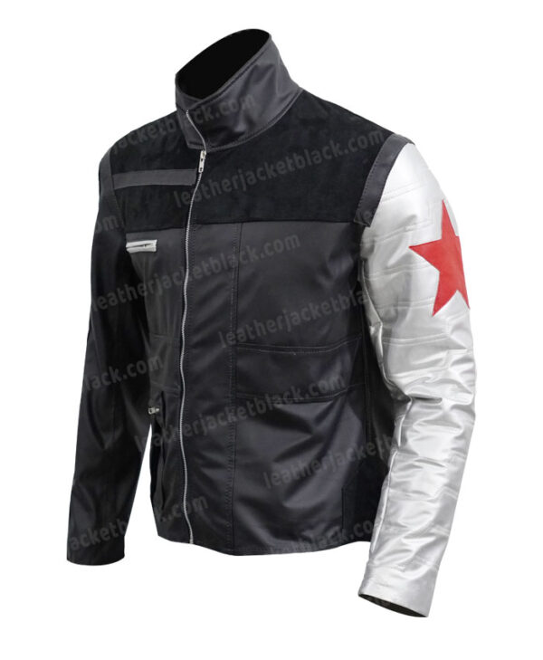 Captain America Civil War Bucky Barnes Winter Soldier Leather Jacket Left
