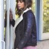 Extant Molly Woods Shearling Brown Leather Jacket 2