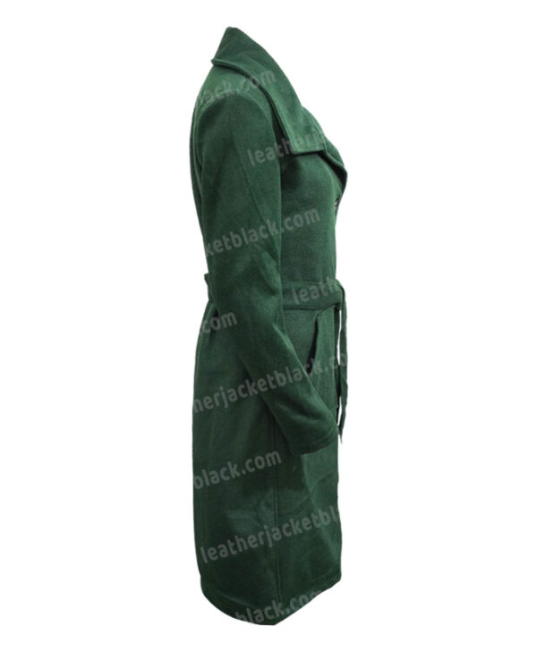 Gemma Chan The Eternals Sersi Green Green Long Coat Side