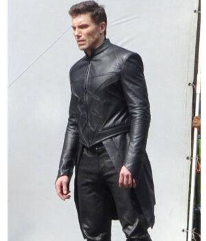 Inhumans Black Bolt Black Genuine Leather Coat side
