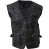 Men's Safari Workwear Black Leather Vest Front
