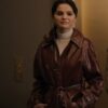 Only Murders in the Building Mabel Mora Maroon Leather Coat