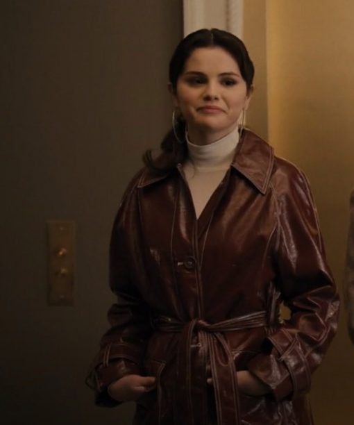 Only Murders in the Building Mabel Mora Maroon Leather Coat