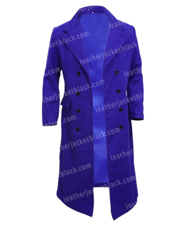 Only Murders in the Building Martin Short Purple Wool Trench Coat Front Open