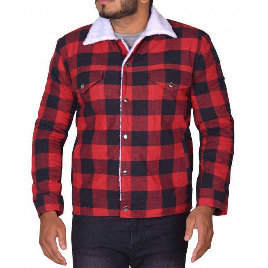 Riverdale Jughead Jones Red & Black Checkered Cotton Jacket Front