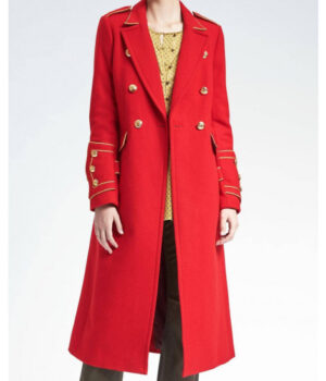 Riverdale Penelope Blossom Wool Red Trench Coat Front