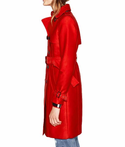 Riverdale Polly Cooper Red Double Breasted Wool Coat Side
