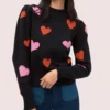 Riverdale S04 Cheryl Blossom Black Heart Wool Sweater