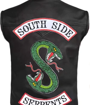 Riverdale Southside Serpents Gang Black Leather Vest Back