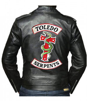 Riverdale Toledo Serpents Black Biker Real Leather Jacket Back