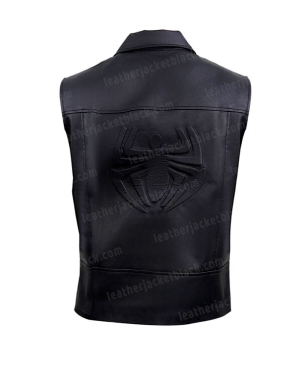 Spider-Man Into the Spider-Verse Noir Black Leather Vest Back