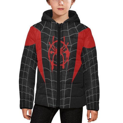 Spider-Man Miles Morales Quilted Puffer Black Hooded Jacket
