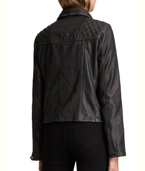 Stumptown Dex Parios Black Quilted Biker Leather Jacket back