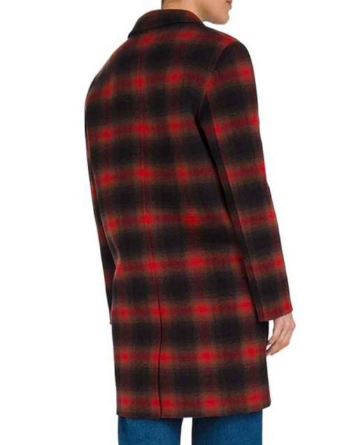 Stumptown Dex Parios Red and Black Wool Plaid Coat back