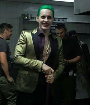 Suicide Squad Joker Golden Suiting Fabric Blazer