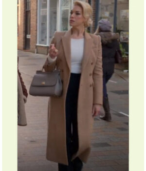 Ted Lasso Rebecca Welton Brown Wool Coat Front