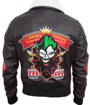 The Harley Quinn Bombshell Aviator Brown Leather Jacket Back