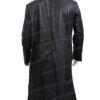 The Matrix Keanu Reeves Black Leather Duster Coat Back