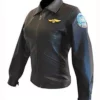 Top Gun Pilot Kelly McGillis Black Slim Fit Leather Jacket Side