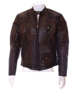 Venom Eddie Brock Brown Leather Motorcycle Jacket front