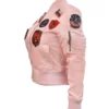 Womens Top Gun MA-1 Baby Pink Satin Bomber Jacket Side
